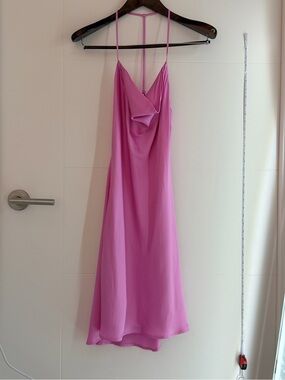 NWOT Astr GORGEOUS Pink Cowl-Neck Halter Midi Open Back Slip Dress